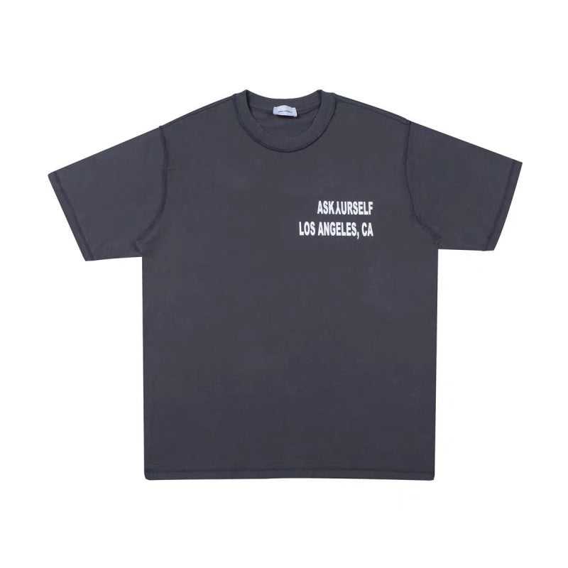 Askyurself T-shirts Loose round Neck Men's and Women's Short Sleeve T-shirt