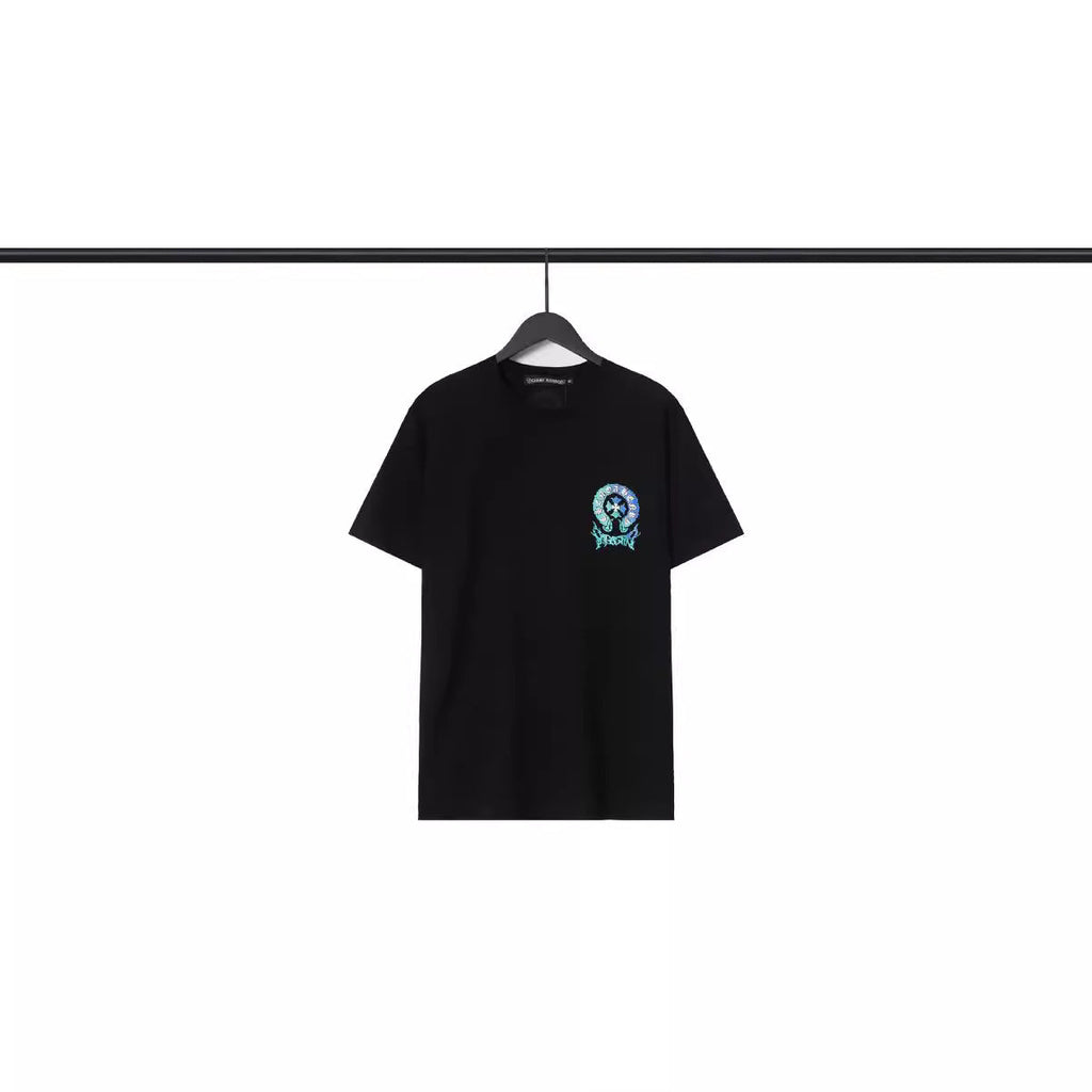 CHH Chrome Heart T Shirts Sanskrit Cross Print Embroidery Loose Short Sleeve T-Shirt