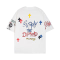 CHH Chrome Heart T Shirts Cross Print Sanskrit Hand Painted Graffiti Short Sleeve T-Shirt